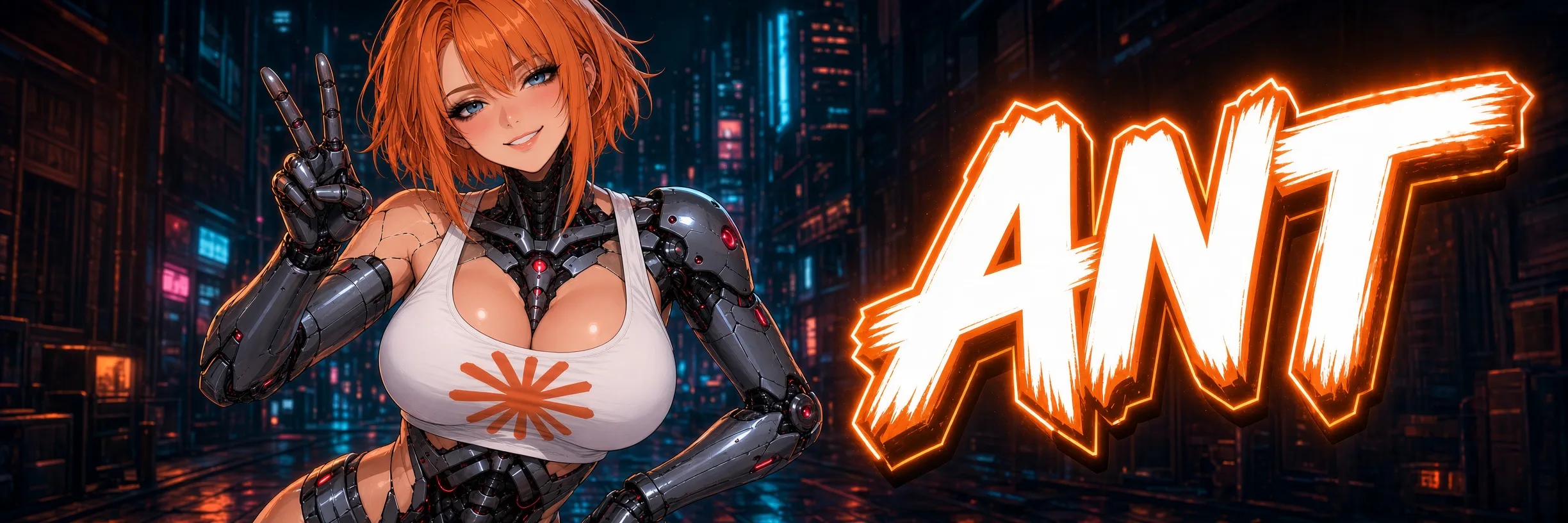 ANT in neon city banner